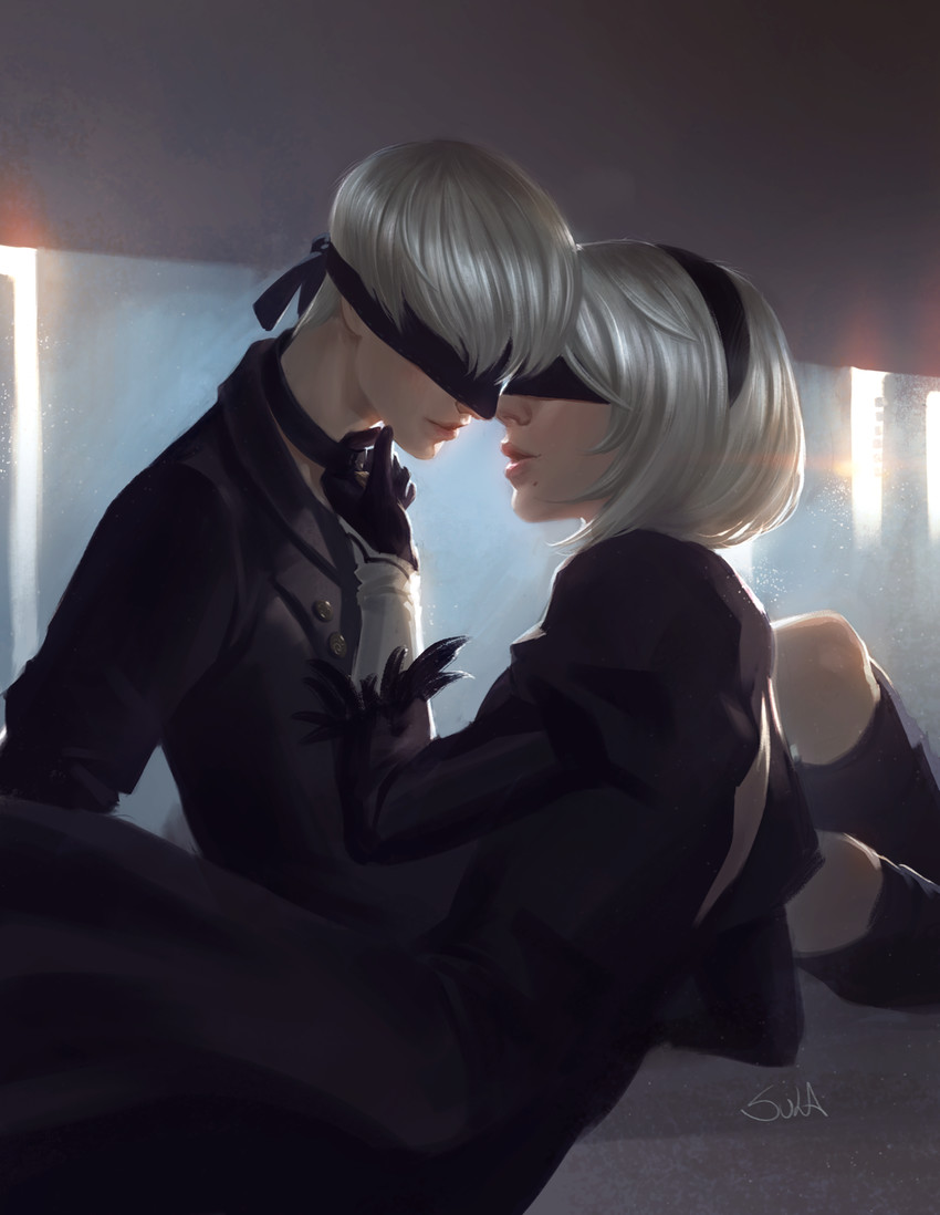 2b and 9s (nier and 1 more) drawn by ursula_dorada