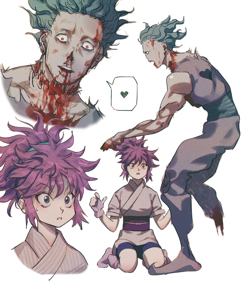hisoka morow and machi komacine (hunter x hunter) drawn by amachu_a
