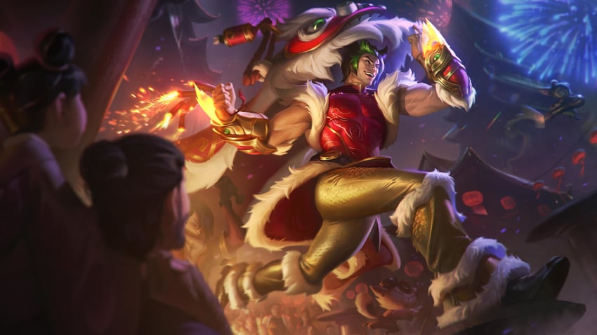 sett, teemo, firecracker sett, firecracker teemo, and firecracker aphelios (league of legends) drawn by augustoquirino