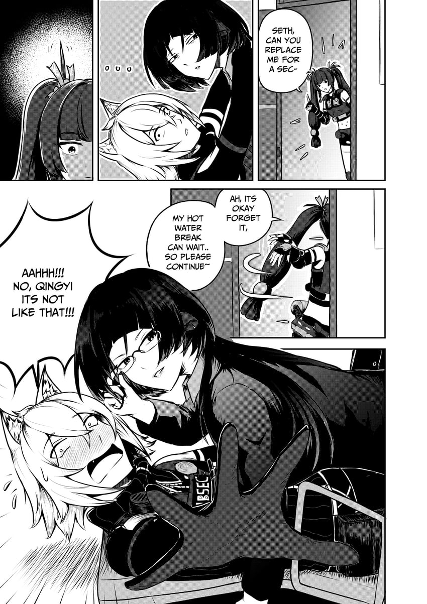 jane doe, qingyi, and seth lowell (zenless zone zero) drawn by fuza_44