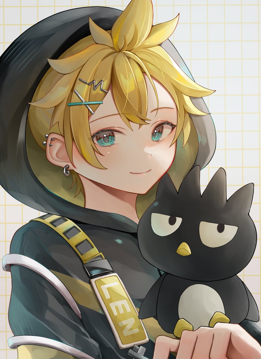 kagamine len and badtz-maru (vocaloid and 1 more) drawn by hisui_ame