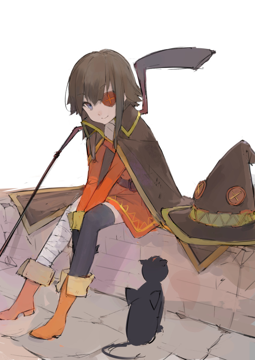 megumin and chomusuke (kono subarashii sekai ni shukufuku wo!) drawn by pikumin