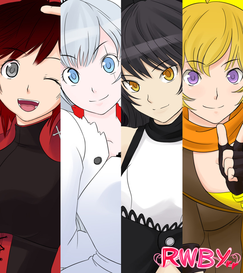 ruby rose, weiss schnee, yang xiao long, and blake belladonna (rwby and 1 more) drawn by bad_idea