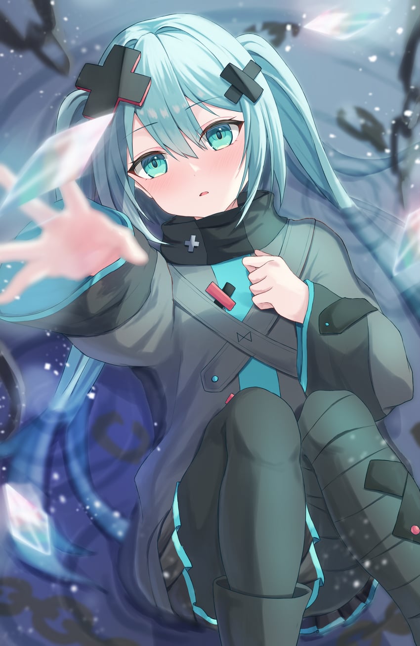 hatsune miku and batsu miku (vocaloid and 2 more) drawn by hutaba_miyagi