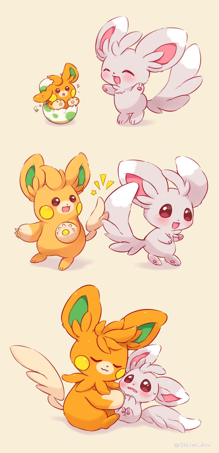 minccino, pawmi, pawmot, and pawmo (pokemon) drawn by shii_(no-va_could)