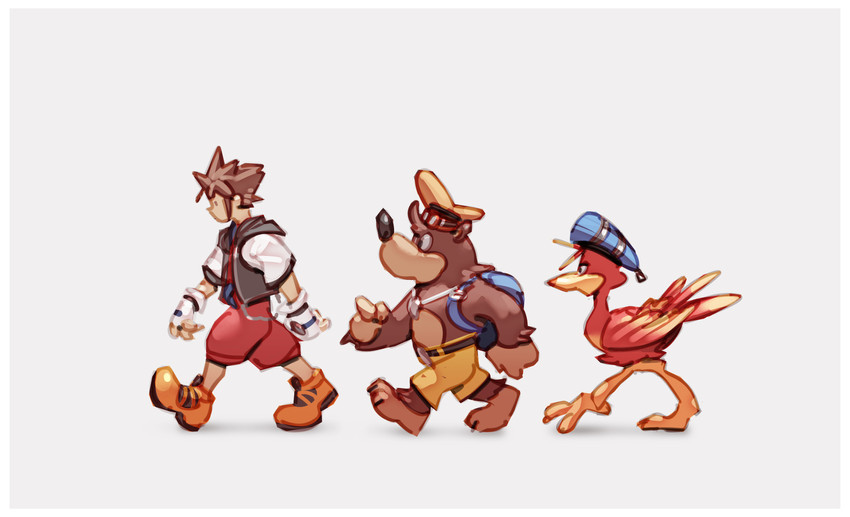 sora, donald duck, goofy, kazooie, and banjo (super smash bros. and 4 more) drawn by nin_nakajima