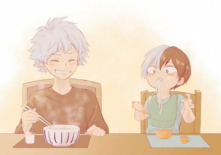 todoroki shoto and todoroki touya (boku no hero academia) drawn by tsugu_293z