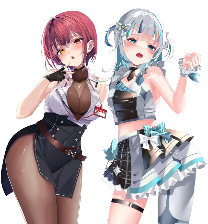 houshou marine and gawr gura (hololive and 1 more) drawn by ya_ta