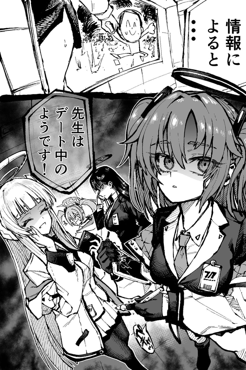 sensei, yuuka, doodle sensei, rio, aru, and 2 more (blue archive) drawn by jazz_(fukukan)