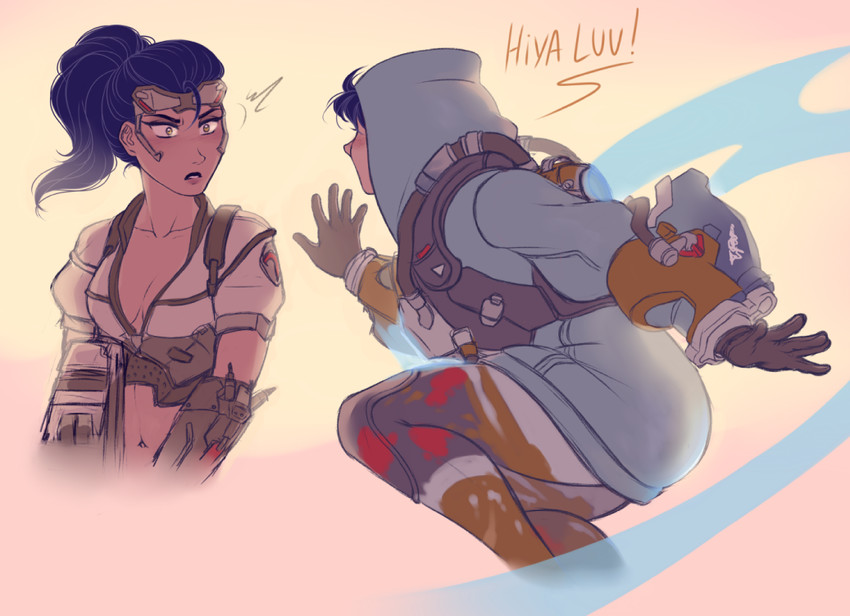 tracer, widowmaker, graffiti tracer, and talon widowmaker (overwatch and 1 more) drawn by murasaki-yuri