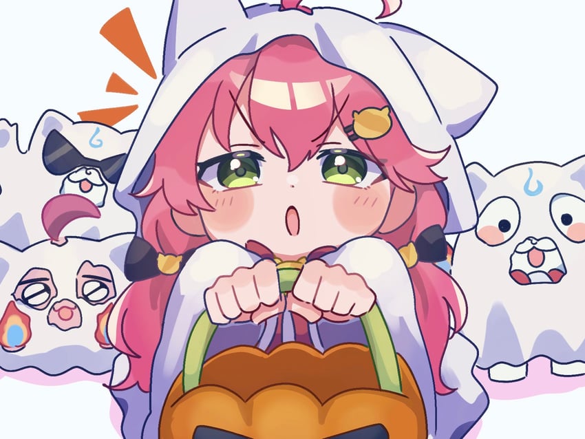 sakura miko, 35p, and maguchi (hololive) drawn by zunda_mochi_(zundamochilala)