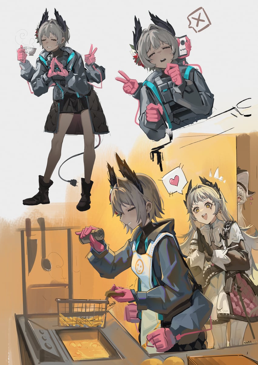 specter, irene, specter the unchained, and raidian (arknights) drawn by pota_douzhi