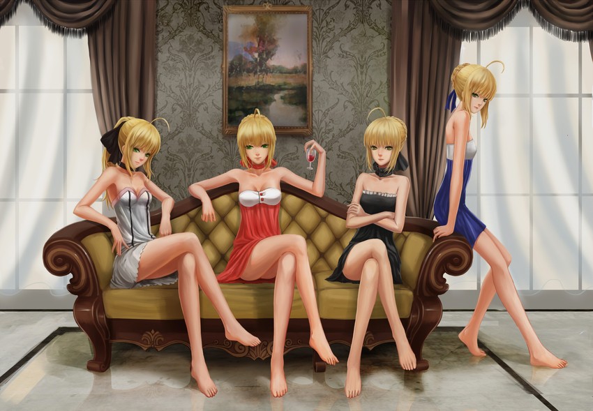 artoria pendragon, saber, nero claudius, saber alter, and saber lily (fate and 3 more) drawn by infukun