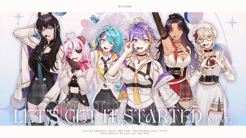 maria marionette, scarle yonaguni, ren zotto, aia amare, aster arcadia, and 1 more (nijisanji and 1 more) drawn by jii_(cheche98711466)