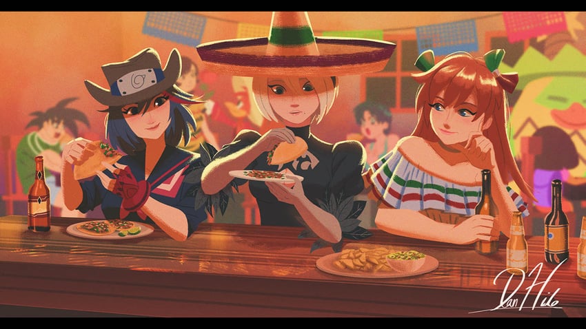 souryuu asuka langley, 2b, matoi ryuuko, son goku, mizuno ami, and 4 more (pokemon and 13 more) drawn by danhilo