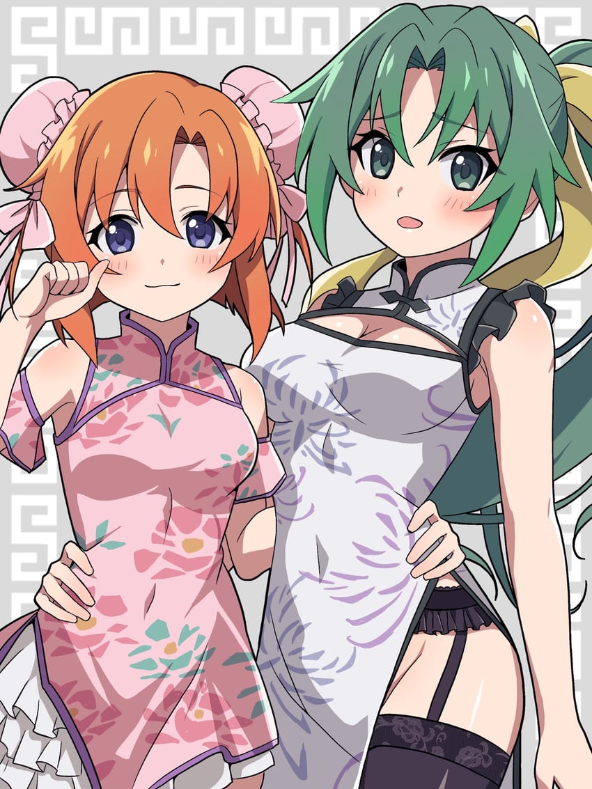 ryuuguu rena and sonozaki mion (higurashi no naku koro ni) drawn by niyane