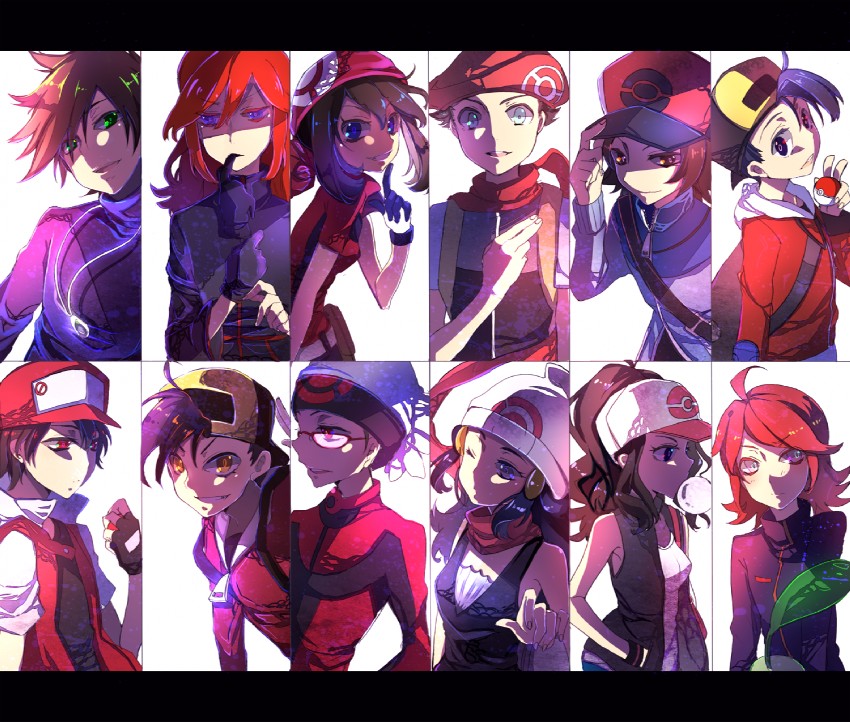 dawn, may, hilda, red, ethan, and 6 more (pokemon and 6 more) drawn by yuzo