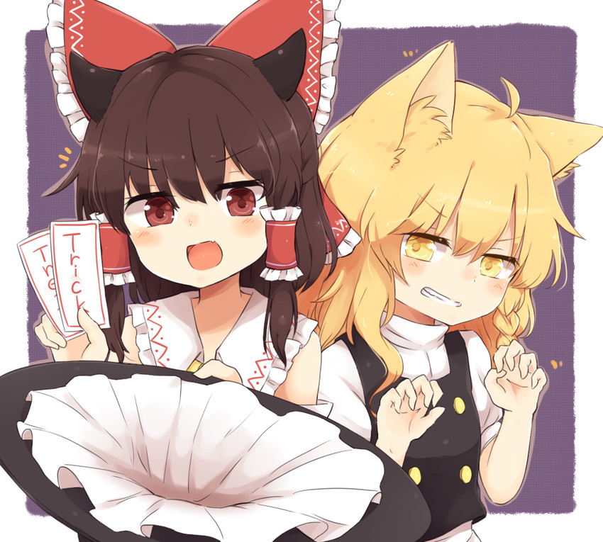 hakurei reimu and kirisame marisa (touhou) drawn by riza_dxun