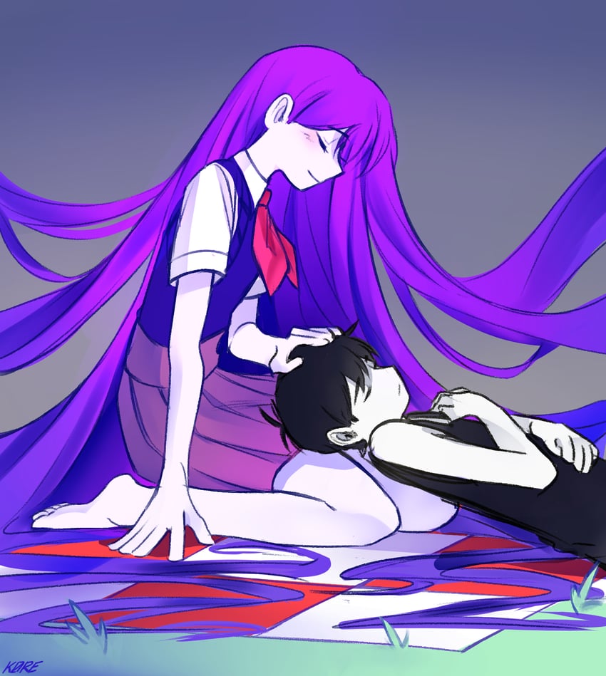 omori and mari (omori) drawn by k0re_drawings