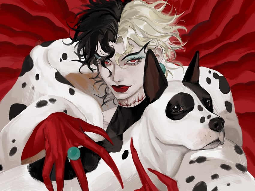 dio brando, danny, and cruella de vil (jojo no kimyou na bouken and 2 more) drawn by ashva