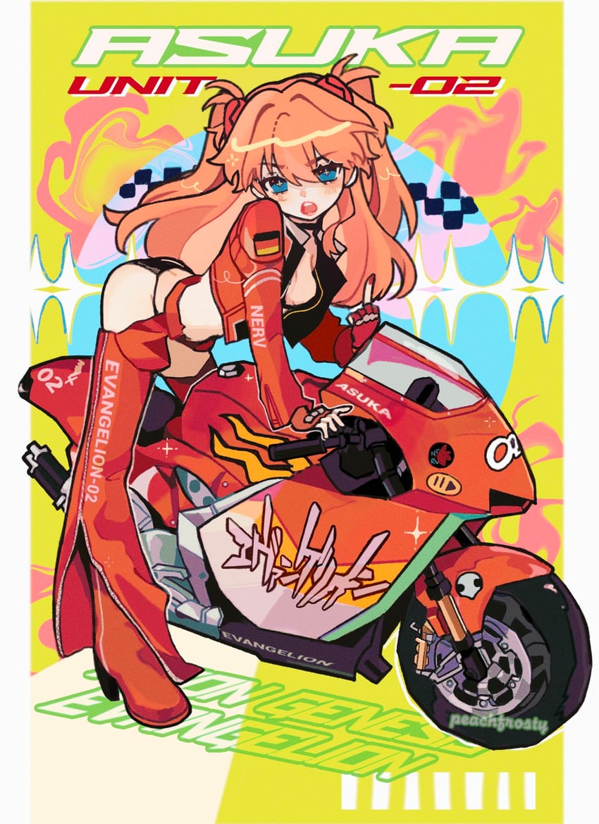 souryuu asuka langley and eva 02 (neon genesis evangelion) drawn by peachfrosty