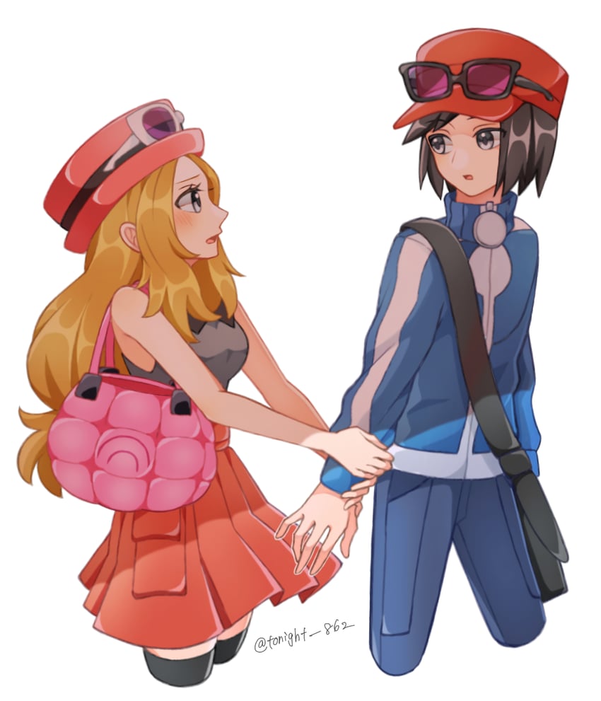 serena and calem (pokemon and 1 more) drawn by rain_(tonight_862)