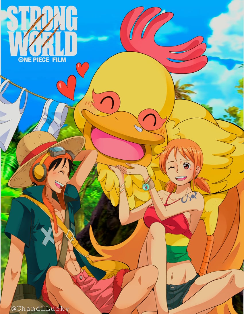 nami, monkey d. luffy, and billy (one piece and 1 more) drawn by chandllucky