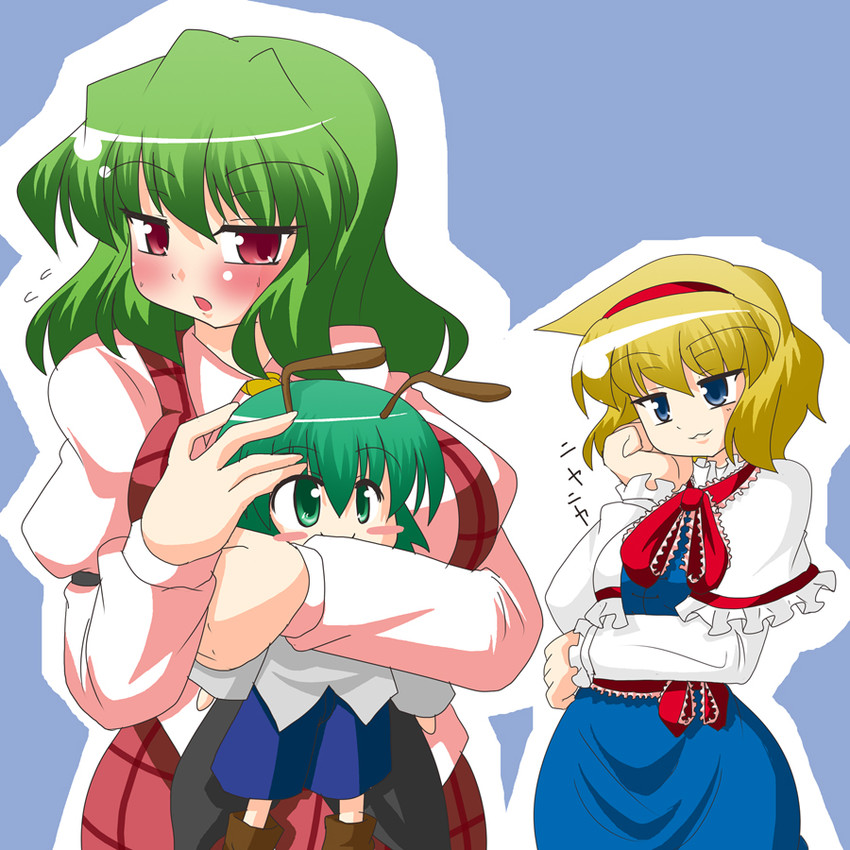 alice margatroid, kazami yuuka, and wriggle nightbug (touhou) drawn by akasode_(tyaramu)