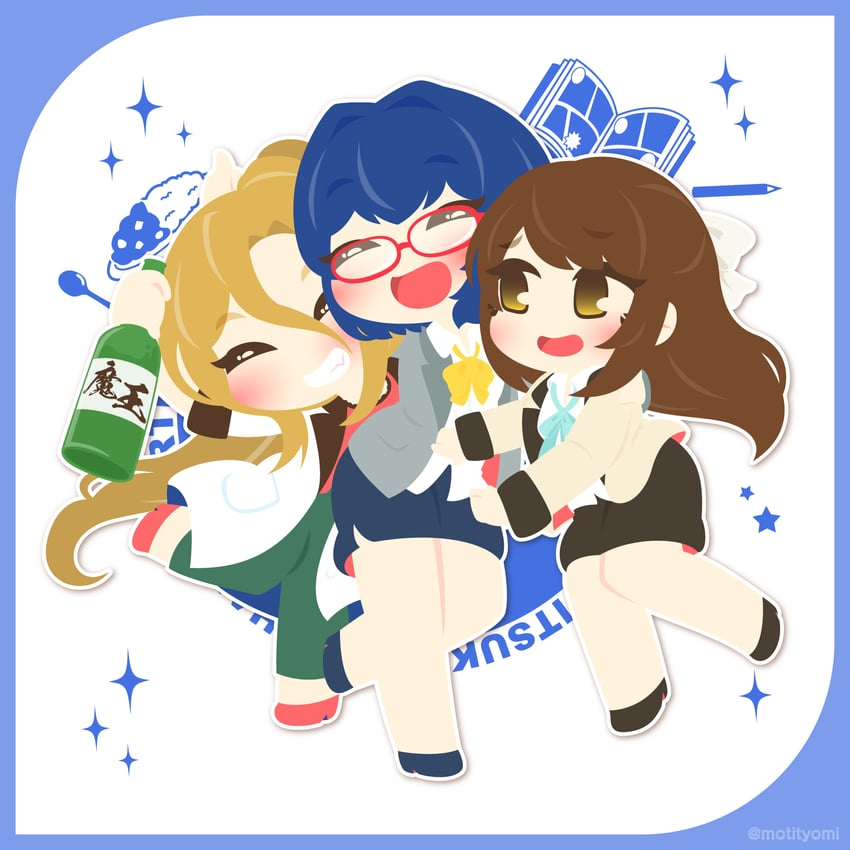 mitsurugi furan, yakumo itsuki, and sakaide mari (battle girl high school) drawn by motyomi