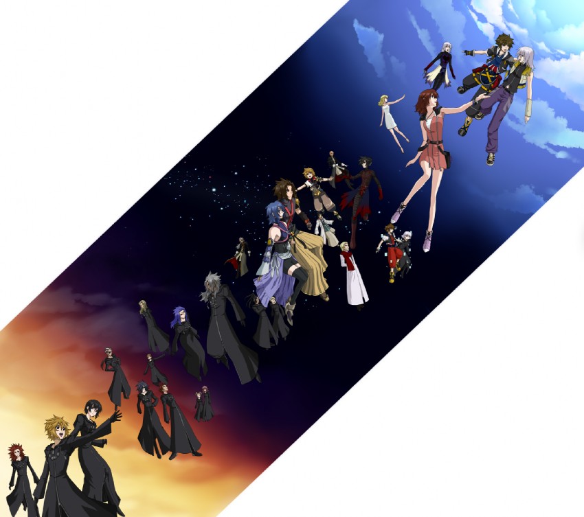 sora, roxas, kairi, riku, aqua, and 22 more (gundam and 8 more) drawn by shuu_(blow_wind)