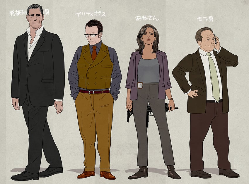 john reese, harold finch, lionel fusco, and joss carter (person of interest) drawn by tabomi