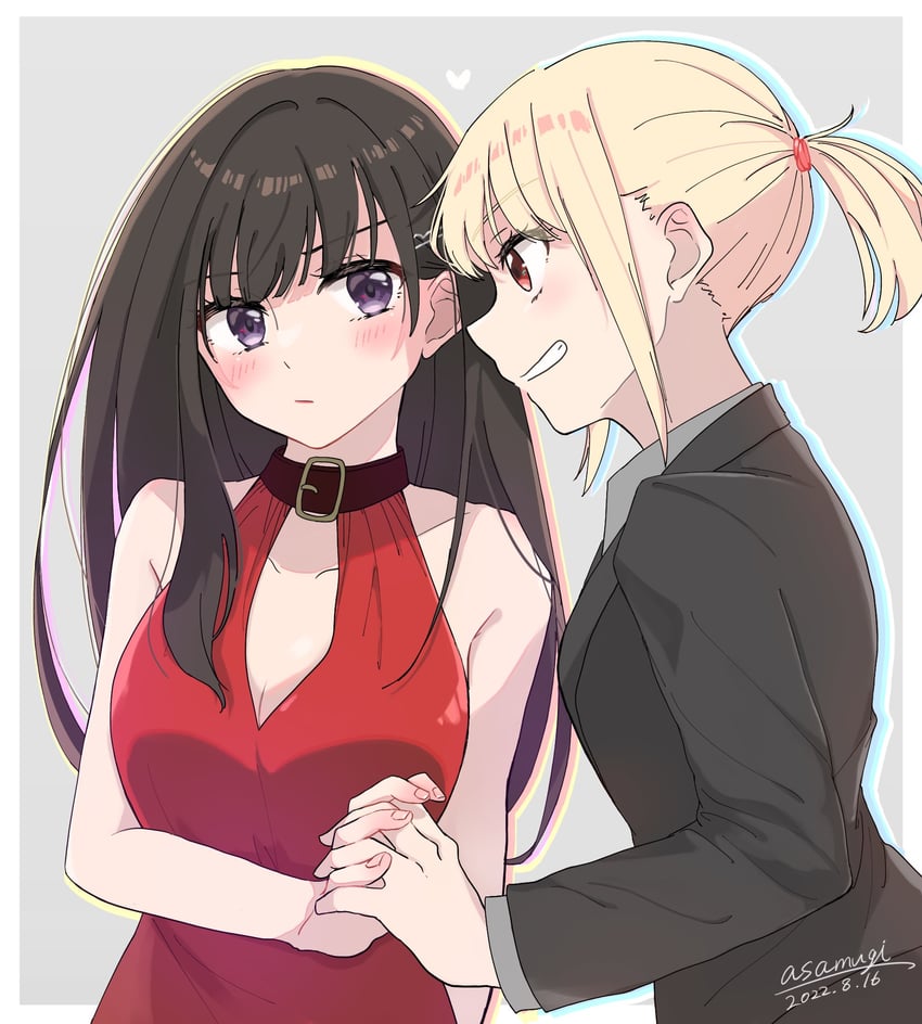 nishikigi chisato and inoue takina (lycoris recoil) drawn by asa_mugi