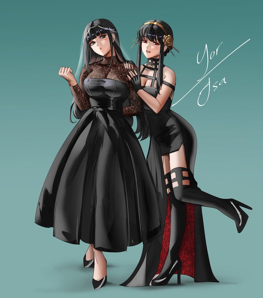 yor briar, hayami saori, and osaragi (spy x family and 1 more) drawn by notgustiarp