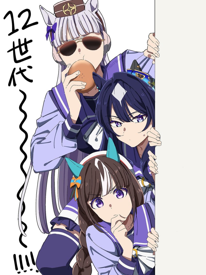 gold ship, verxina, and hokko tarumae (umamusume) drawn by uzura_(uzrtamago)
