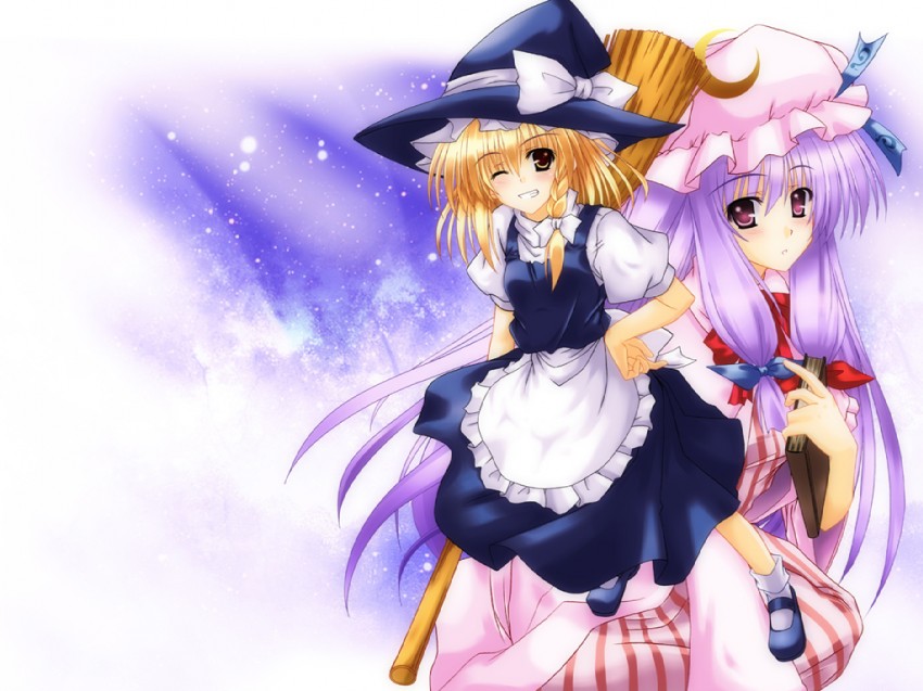 kirisame marisa and patchouli knowledge (touhou) drawn by aoi_hiro