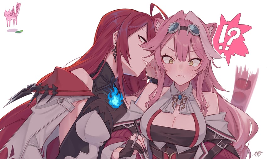 raora panthera and elizabeth rose bloodflame (hololive and 1 more) drawn by hetareeji