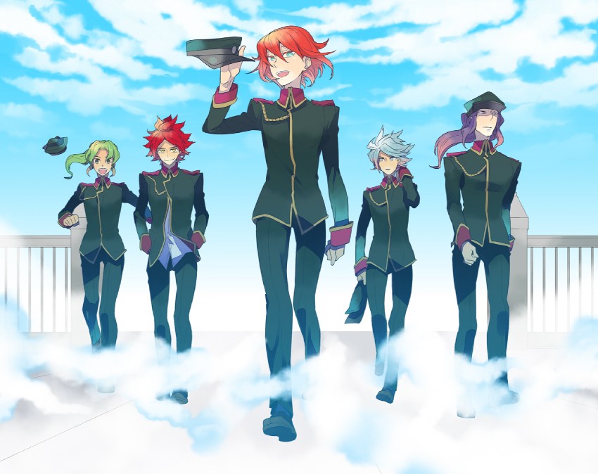 kiyama hiroto, nagumo haruya, suzuno fuusuke, midorikawa ryuuji, and saginuma osamu (inazuma eleven) drawn by mooh