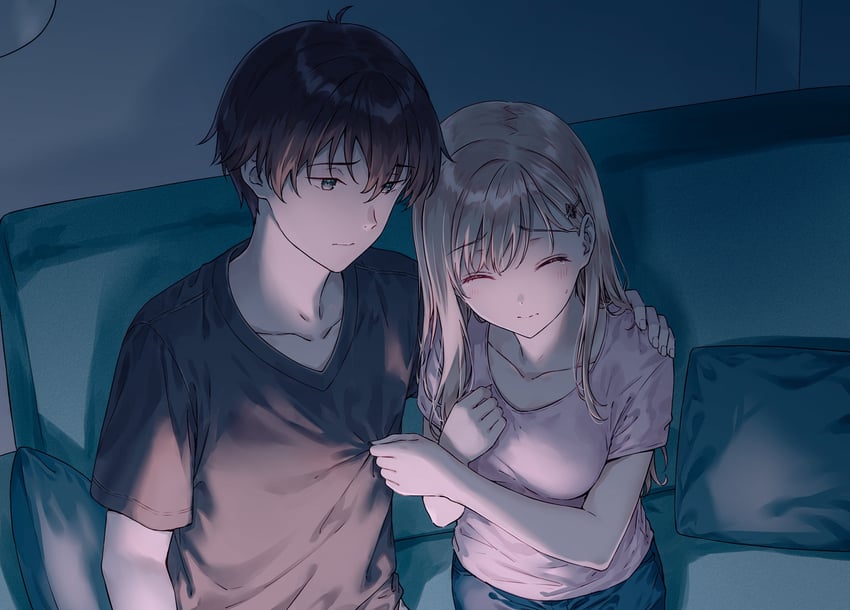 ayase saki and asamura yuuta (gimai seikatsu) drawn by hiten_(hitenkei)