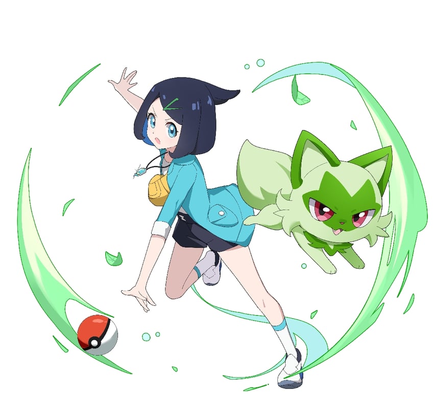 sprigatito and liko (pokemon and 1 more) drawn by flong