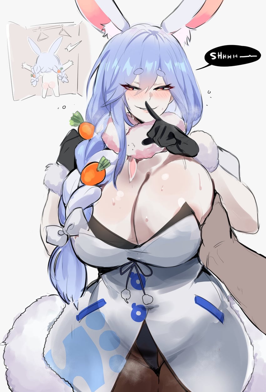 usada pekora, don-chan, and pekomama (hololive) drawn by kurenaiz_(kuayrenaiz)
