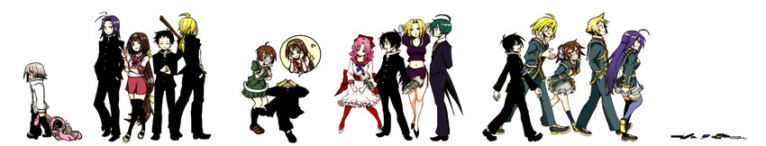 kurokami medaka, kumagawa misogi, ajimu najimi, hitoyoshi zenkichi, emukae mukae, and 6 more (medaka box) drawn by mikio321