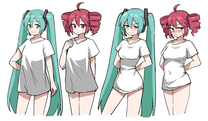 hatsune miku and kasane teto (vocaloid and 1 more) drawn by tenten_(chan4545)