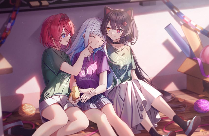 lize helesta, ange katrina, inui toko, and sebastian piyodore (nijisanji) drawn by nurumi_p