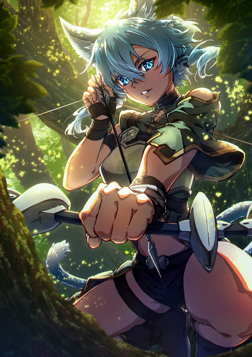 sinon (sword art online) drawn by oboro_neko