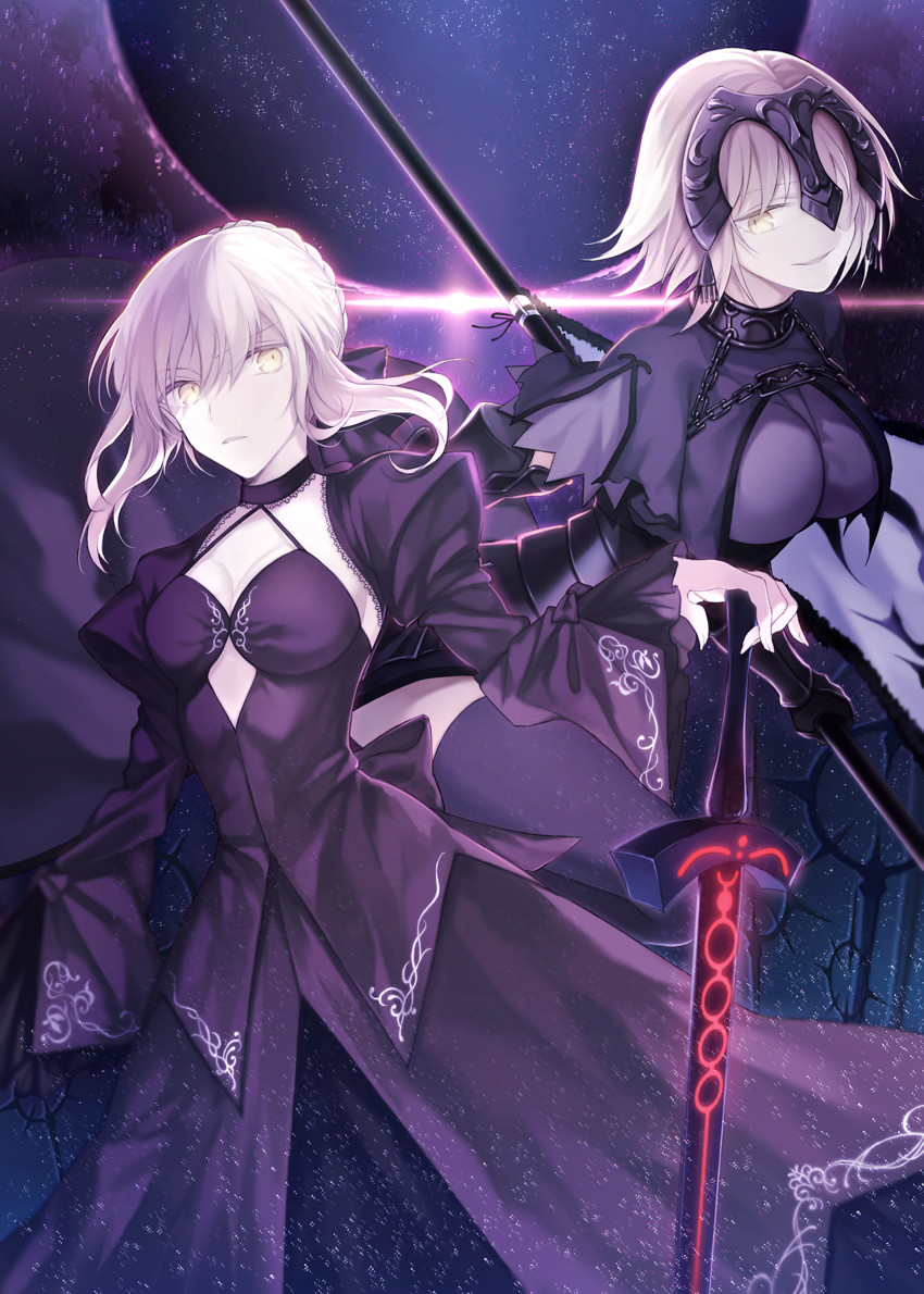artoria pendragon, saber alter, and jeanne d'arc alter (fate and 1 more) drawn by wowishi