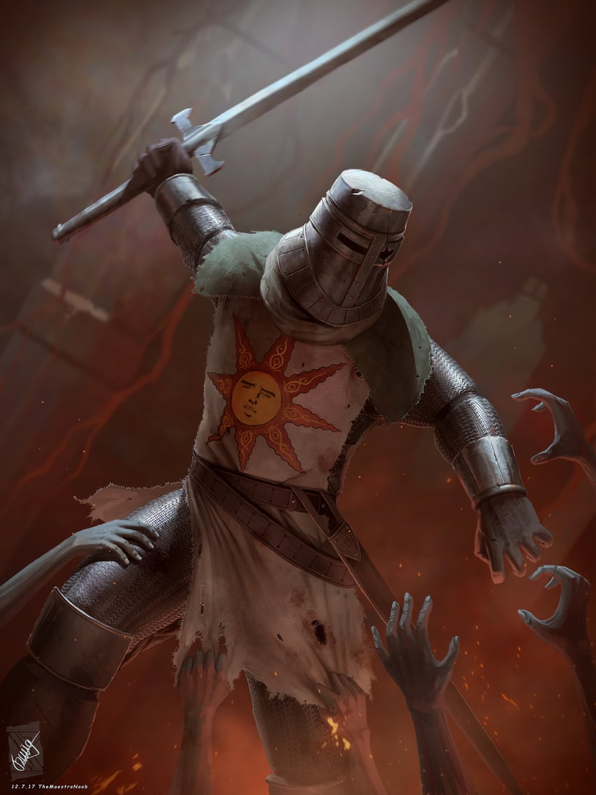 solaire of astora (dark souls and 2 more) drawn by themaestronoob