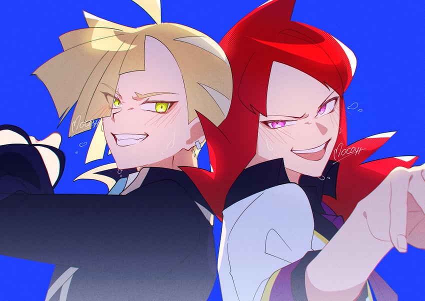 gladion and silver (pokemon and 1 more) drawn by mocacoffee_1001