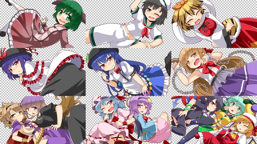 remilia scarlet, flandre scarlet, komeiji koishi, komeiji satori, hinanawi tenshi, and 8 more (touhou) drawn by hemogurobin_a1c