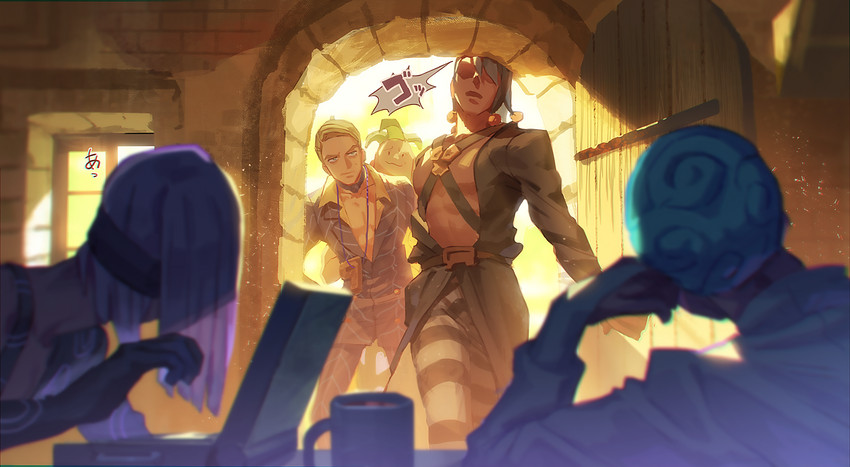 prosciutto, risotto nero, melone, ghiaccio, and pesci (jojo no kimyou na bouken and 1 more) drawn by meipu_hm
