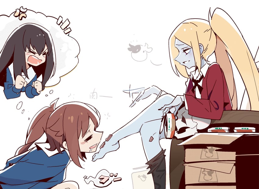 chikura shizuru, nakatomi yoka, and kuroki mito (shuumatsu train doko e iku?) drawn by zhanzhangzlw